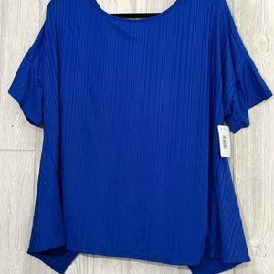 Royal Blue ENTRO Scoop Neck Top with Draped Twist Back Medium